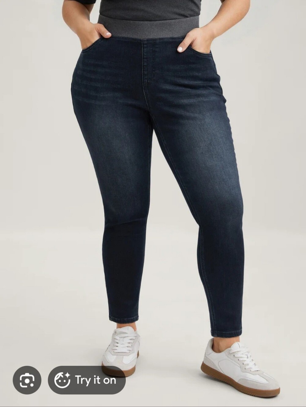 Bloomchic High Rise Jeans Pull On US Size 4X, 26 (US) Dark Rinse Comfort Waist